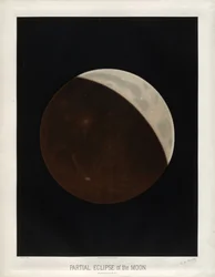 Eclipse parcial de la luna. Observado el 24 de octubre de 1874. (Placa VII de Los Dibujos Astronómicos de Trouvelot 1881)